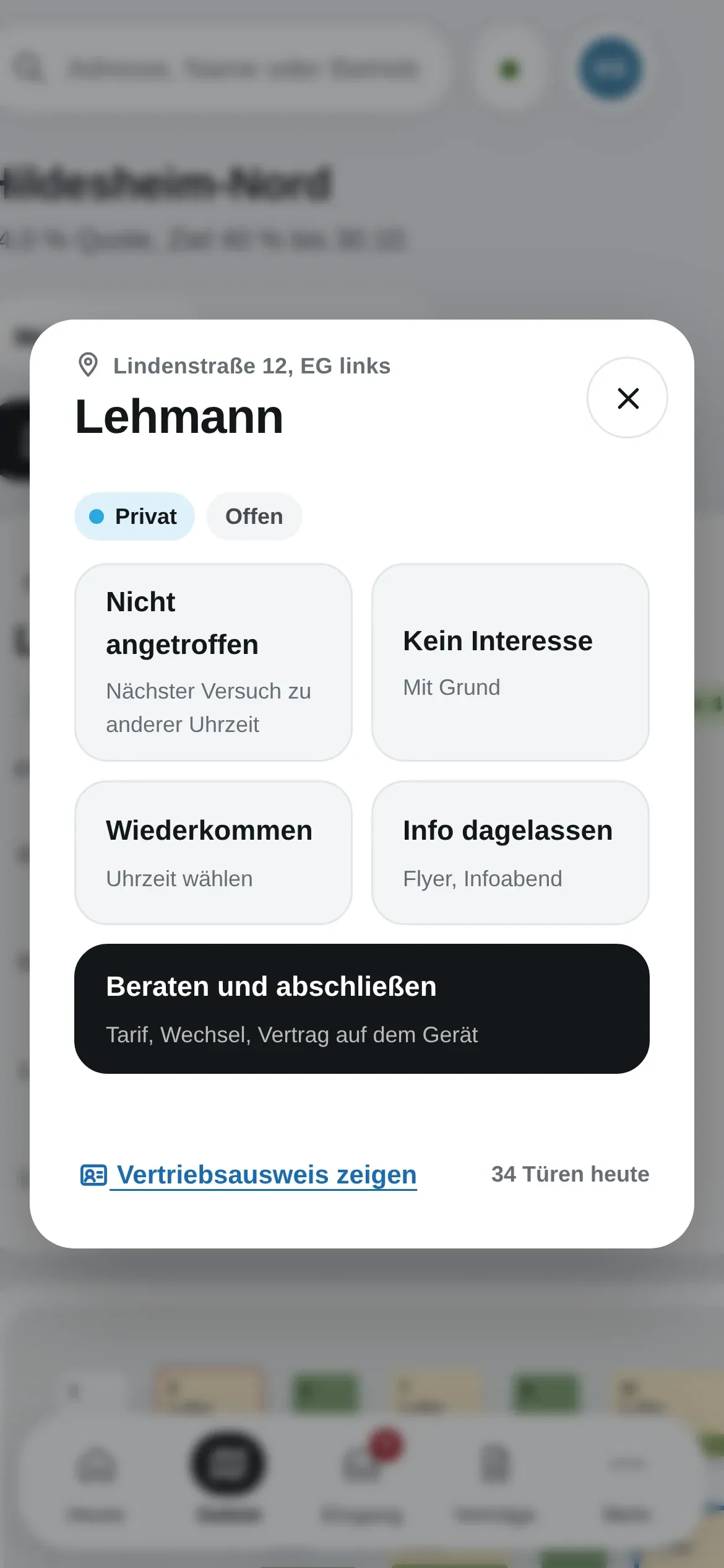 Tür-Dialog von SIMON auf dem Smartphone